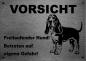 Preview: Edelstahl Warnschild Basset Hound VORSICHT Freilaufender Hund! Betreten auf eigene Gefahr!